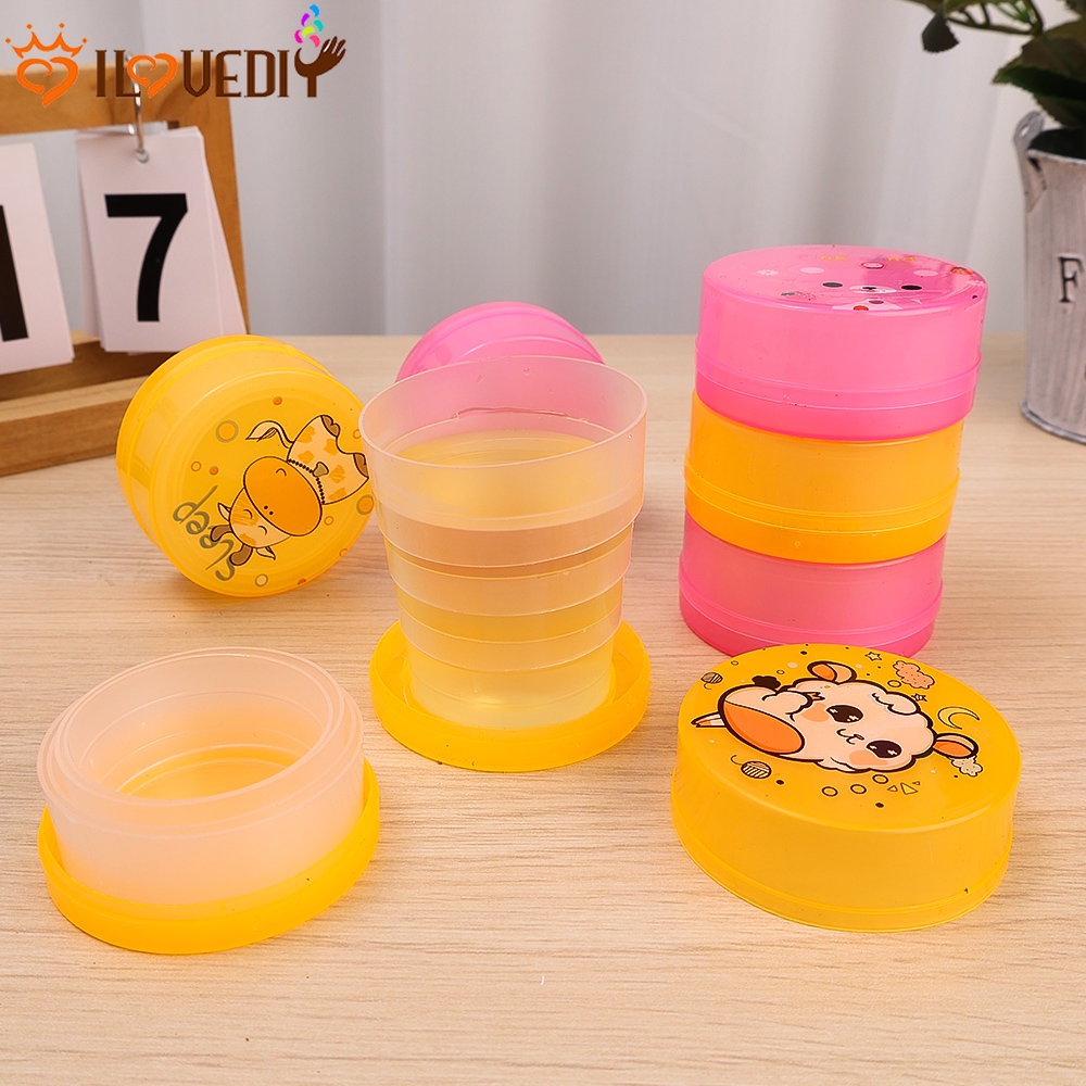 Gelas Portabel Dapat Ditarik Teleskopik Collapsible Cups Water Drinking Tea Cup Compression Cups Untuk Olahraga Luar Ruangan Travel Gelas Lipat Plastik Kartun Anak-Anak