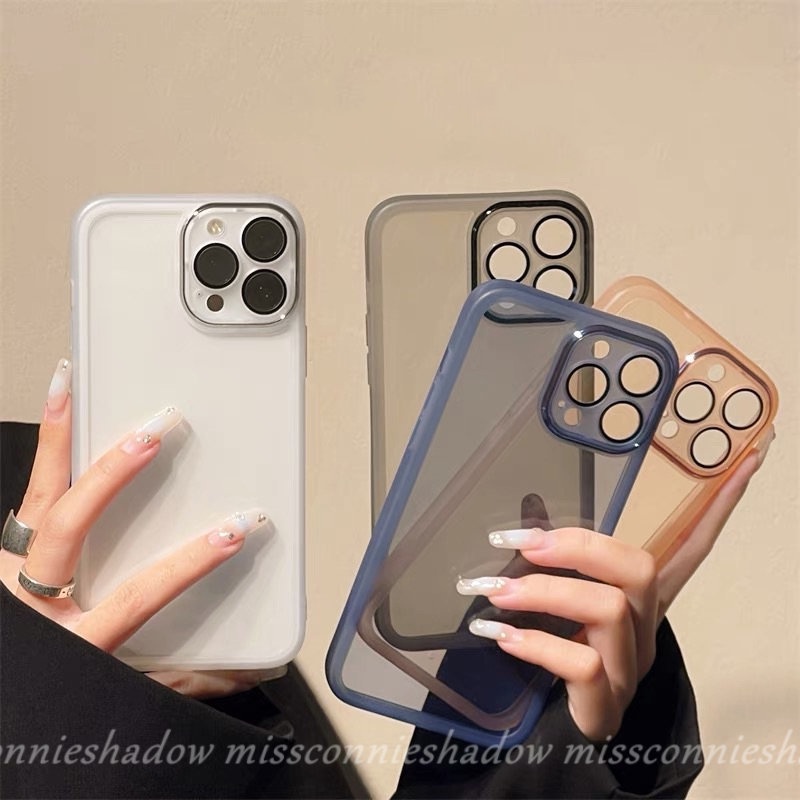 IPHONE Luxury Shockproof Plating Metal Len Case Kompatibel Untuk Iphone11 14 13 12 Pro Max 7Plus 8Plus XR X XS Max 7 8Plus 11 Pro Max Pelindung Lensa Kamera Soft Back Cover Shell