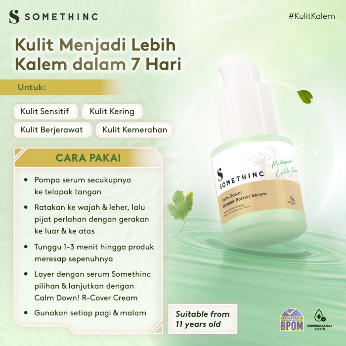 SOMETHINC Calm Down Series - Skincare Kulit Ngamuk dan Sensitif Cleanser Serum Moisturizer Toner