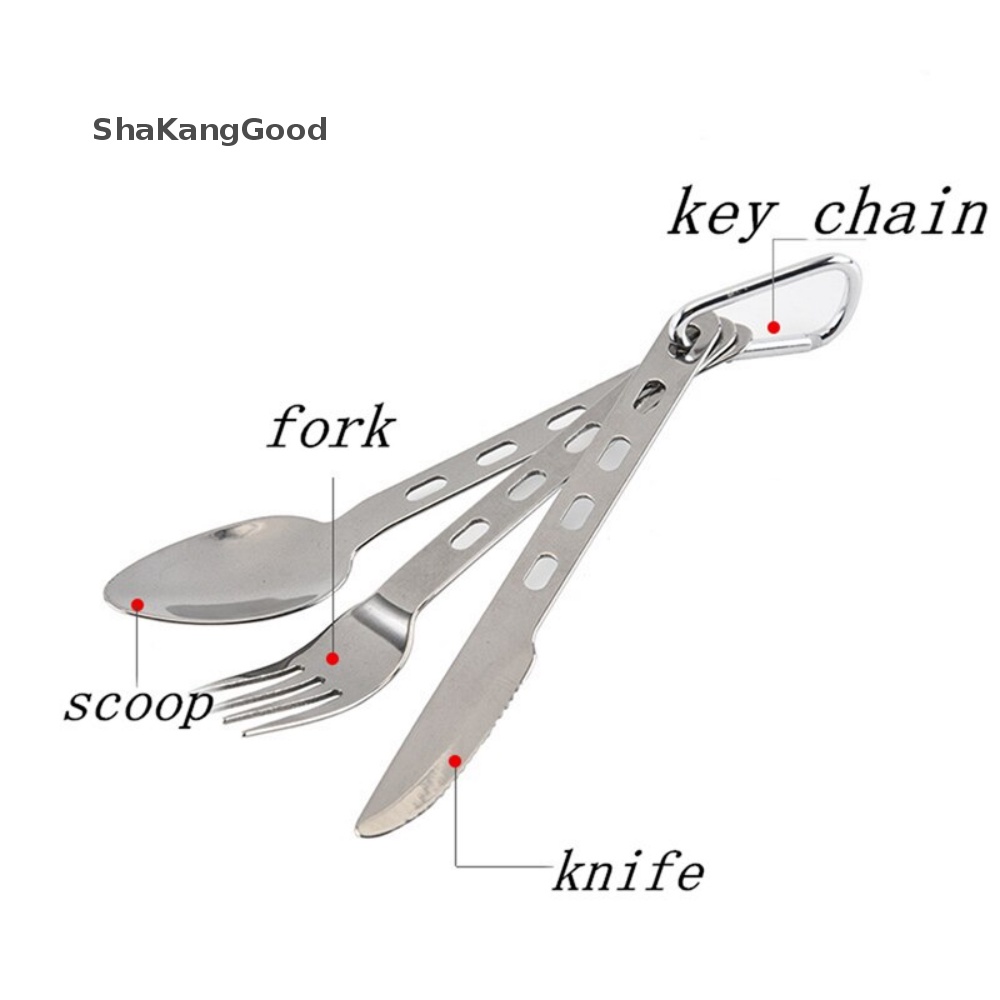 Skid 3pcs/Set Titanium Cutlery Set Ultra Ringan Sendok Garpu Untuk Digunakan Di Rumah Tr SKK