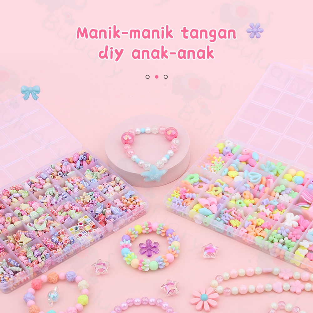 Buluary Kotak Diy Meronce Anak Mainan Meronce Manik-Manik Gelang Kalung Monterssori Membuat Mainan Edukasi Anak