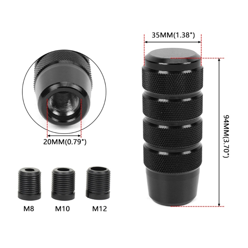 Cre 95mm Gear Shift Knob Transmisi Manual Knurled Shifter Lever Knob Tombol Pemindah Logam Dengan Adap Ulir M8-M10 M12