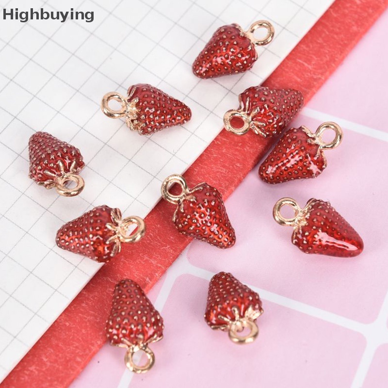 Hbid 10Pcs/Set Enamel Alloy Strawberry Ch Liontin Perhiasan DIY Membuat Kerajinan Hadiah Glory