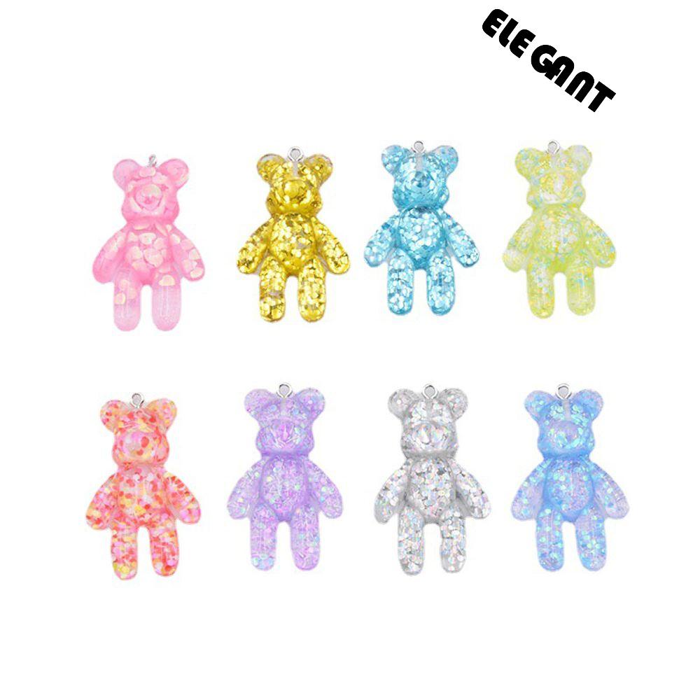 [Elegan] Beruang Kecil Liontin Resin Mode DIY Membuat Keyring Craft Glitter Flatback Bracelets Charm