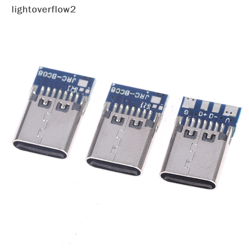 [lightoverflow2] 10pcs Konektor USB 3.1 Tipe C 14pin Female Socket Wadah Melalui Lubang [ID]