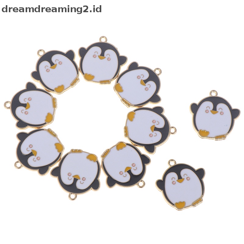 (drea) 10pcs/set charm enamel ch Pinguin Kartun Untuk Membuat Perhiasan Liontin//