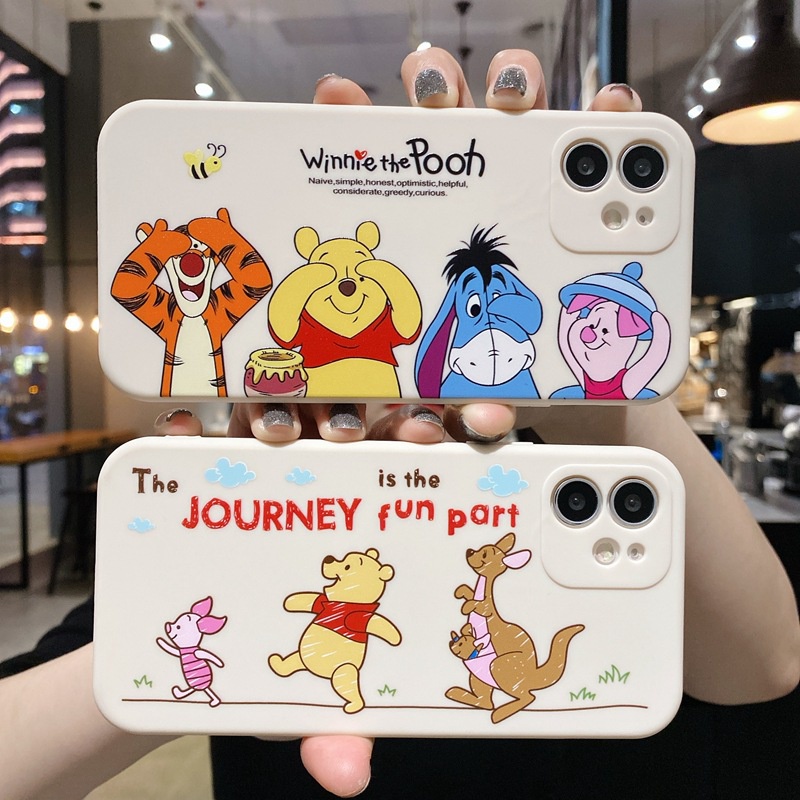 IPHONE Casing Ponsel TPU Cair Disney Winnie Pooh Tigger Untuk Iphone14 13 12 11 Pro Max Mini XS X XR SE 6 7 8 Plus Soft Cover