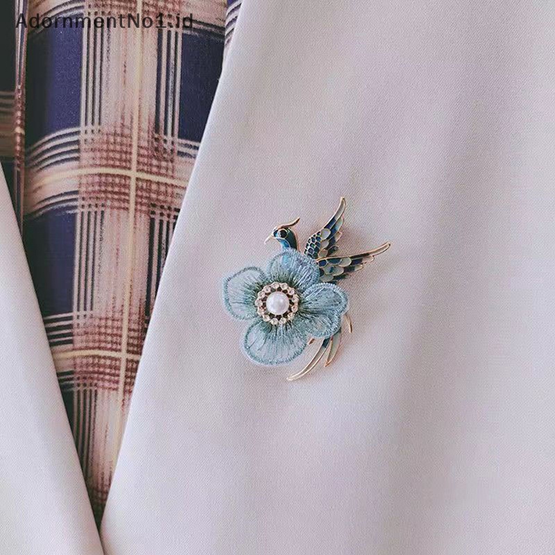 [AdornmentNo1] Fashion Bunga Mutiara Enamel Phoenix Burung Bros Pin Untuk Pakaian Wanita Aksesoris Pernikahan [ID]