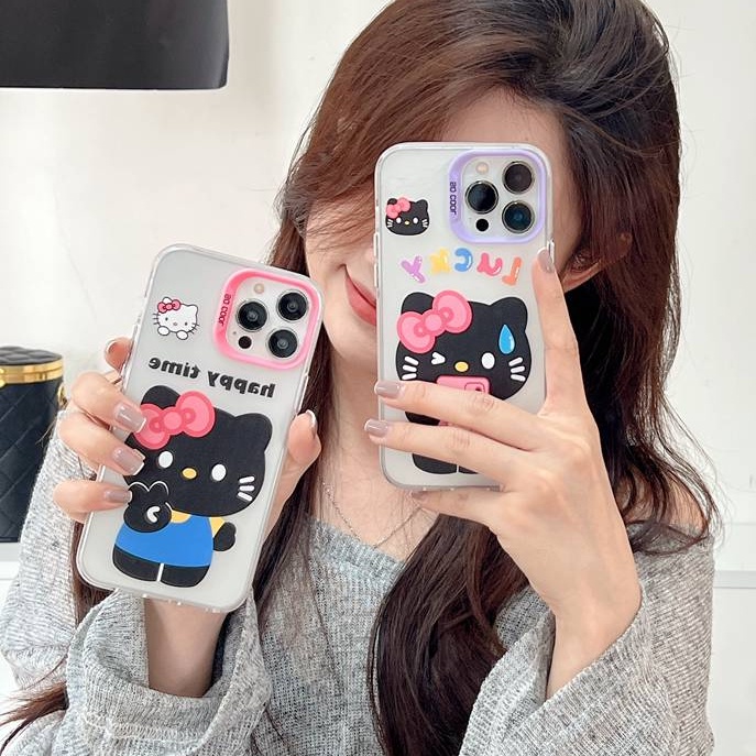 Lucky Play Phone Hello Kitty Skin Feel Soft Case HP iP iPhone 12 13 14 Pro Max 11 Girl Woman FTD Casing Apple