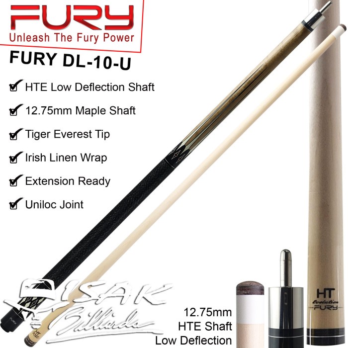 Fury DL-10 Maple Pool Cue - 13 mm - Billiard Stick Stik Biliar Bilyar