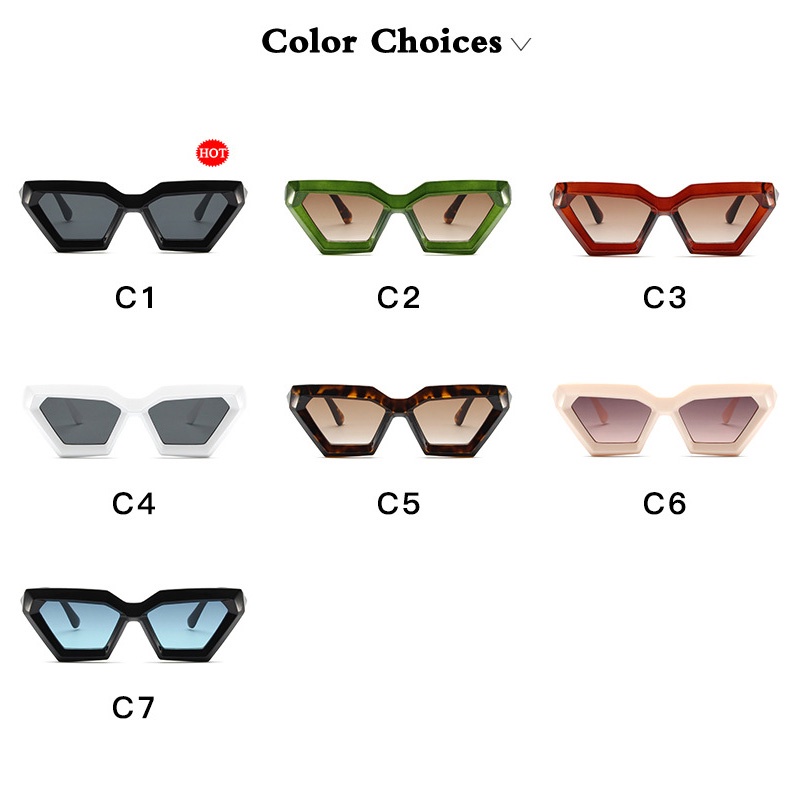 (YUZHU) Kacamata Hitam Segitiga Cat Eye Candy Color Western Fashion Hip Hop Kerai Sunglasses Untuk Wanita