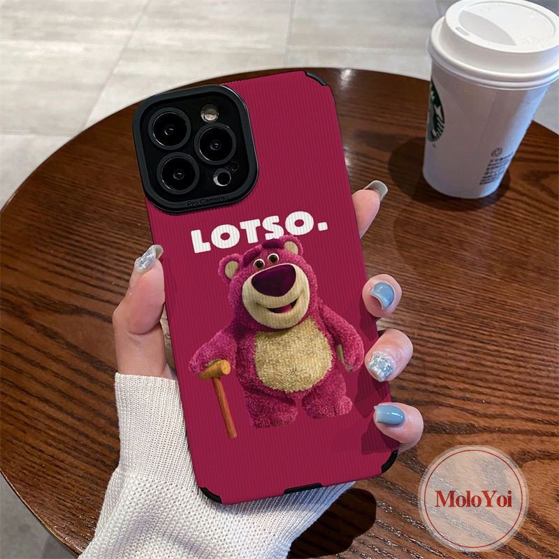 Casing Silikon Lembut Tekstur Kulit Mewah Kompatibel Untuk iPhone 7Plus XR XS X Max11 13 12 14 Pro Max7 8 Plus Lovely Kartun Strawberry Bear Manyo Phone Cover