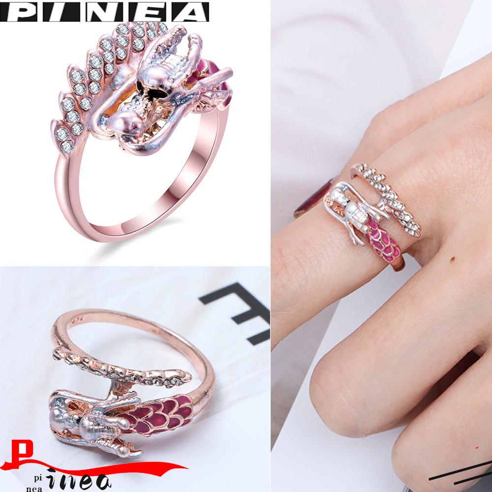 Cincin Kepala Naga Nanas Mode Cincin Pembukaan Kepribadian Rose Gold