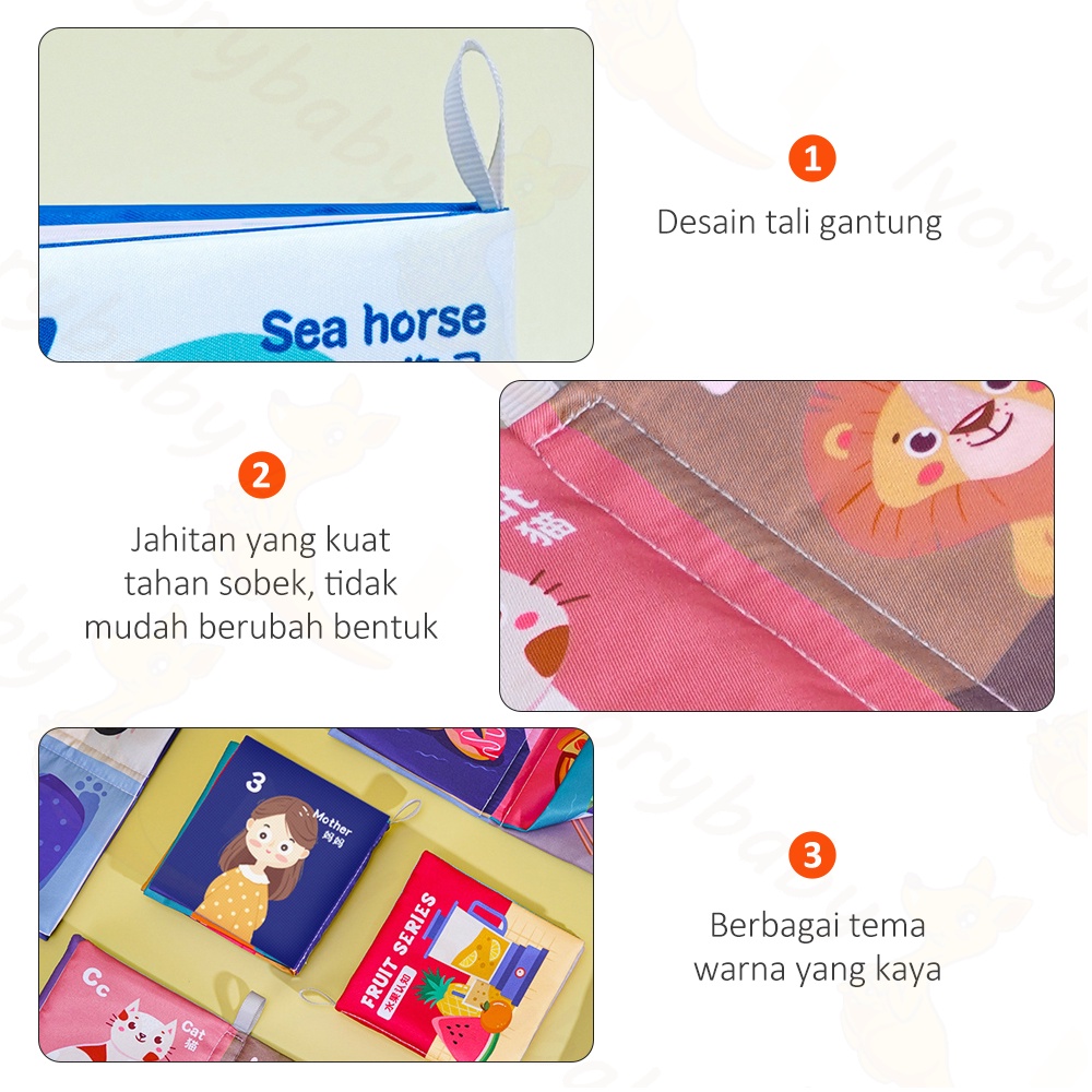 Ivorybaby Buku bantal edukatif mainan bayi Soft book kecil buku bayi Buku kain