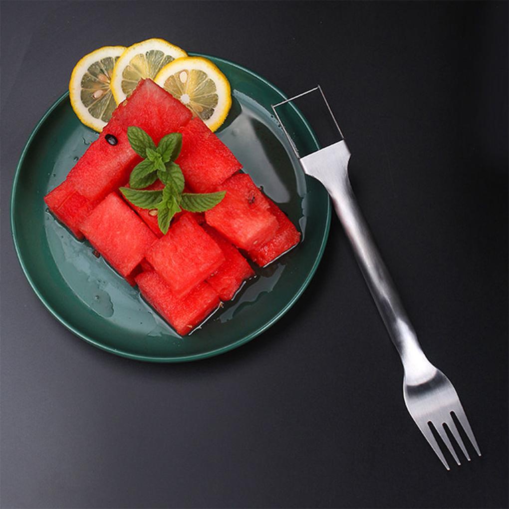 Stainless Steel Watermelon Slicer Mirror Polished Halus Handheld Pengganti Bisa Dicuci Rumah Dapur Melon Garpu