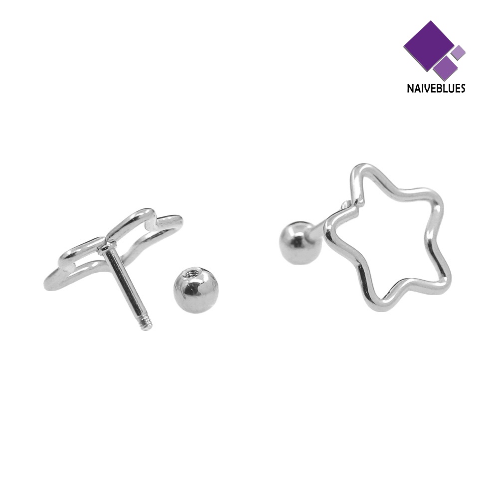 &lt; Naiveblues &gt; Stainless Steel Star Bar Telinga Tragus Cartilage Helix Earrings Body