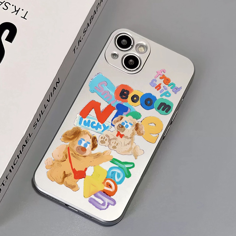 IPHONE Soft Electroplate Case Kompatibel Untuk Iphone14 13 12 11 Pro XS Max Casing Anjing Lucu XR X8 +7 6S Plus Mini TPU Silikon Shockproof Phone Cover