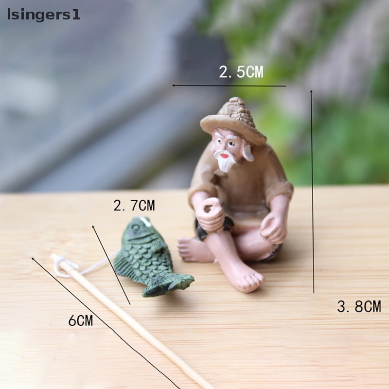 [lsingers1] Memancing Orang Tua Resin Figure Patung Ornamen Taman Lanskap Mikro Taman Kerajinan Butik