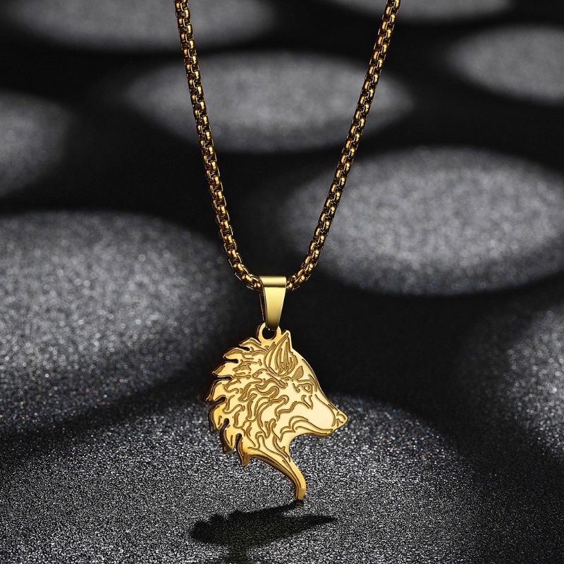 Zh Perhiasan Hip Hop Stainless Steel Serigala Kepala Liontin Pria Kalung Punk Perhiasan Aksesoris