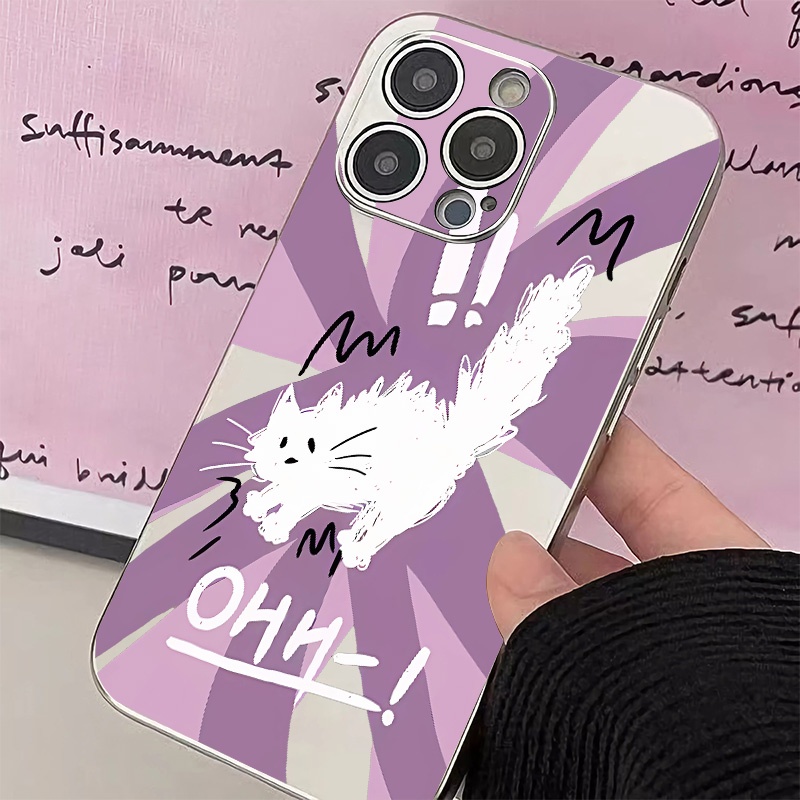 IPHONE Cute Dog Cat Kupon Lembut Electroplate Phone Case Kompatibel Untuk Iphone14 13 12 11 Pro XS Max XR X8 +7 6S Plus Casing Mini TPU Silikon Shockproof Phone Cover