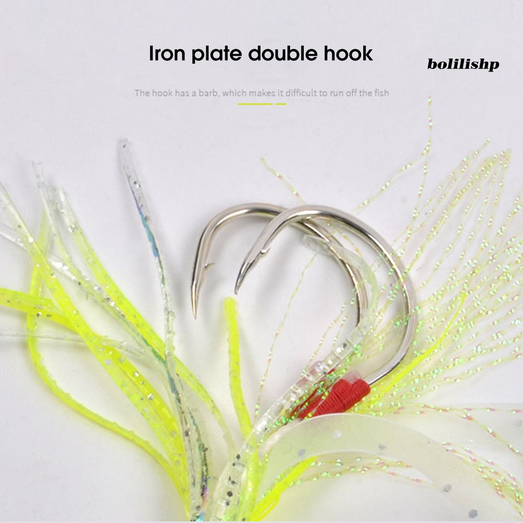 Bo-2pcs Umpan Lembut Palsu Silikon Squid Rok Simulasi Luminous Squid Bait Slow Jigging Assist Fishing Hook Untuk Memancing Di Laut