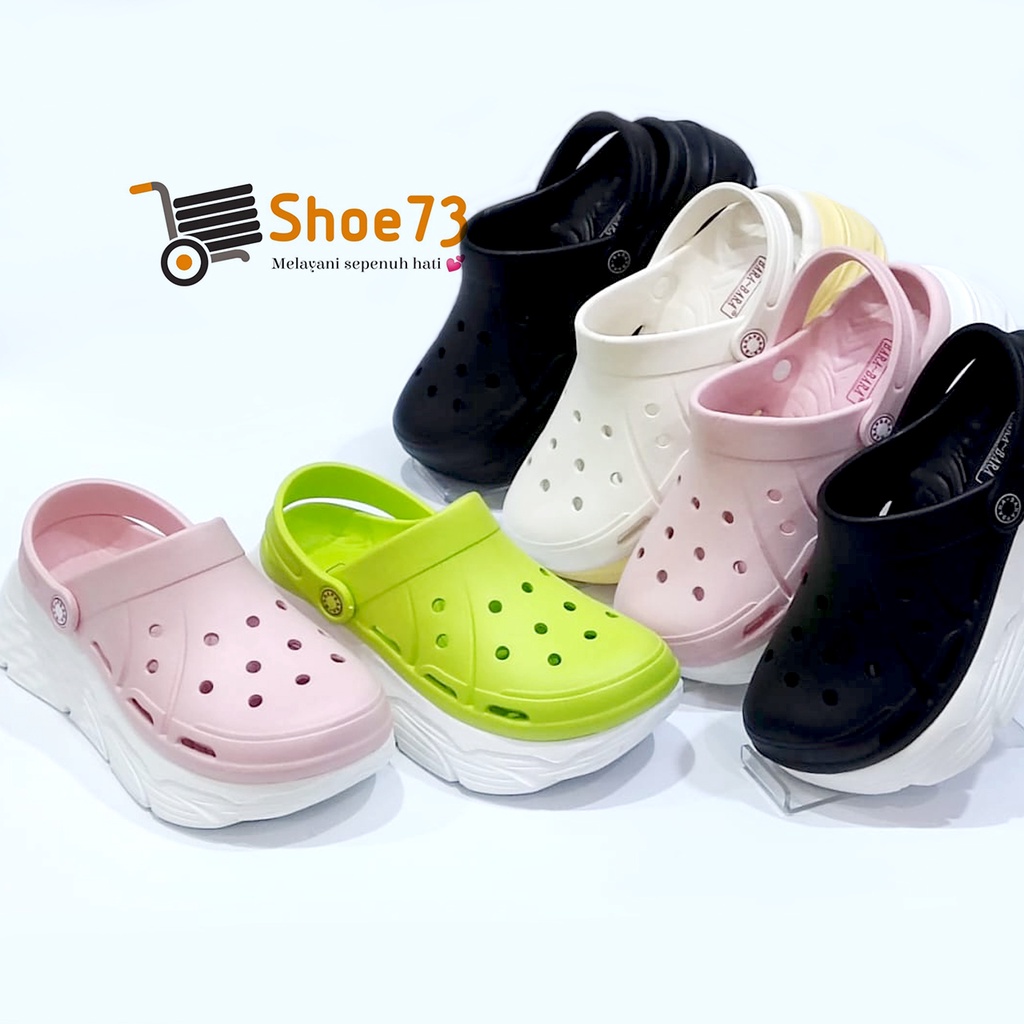 BARA-BARA 8087 - 1ZHBPTL ORIGINAL CLOG WEDGES PREMIUM | Sandal Bakpau Tinggi Wanita | Sendal Kodok Cewek Impor