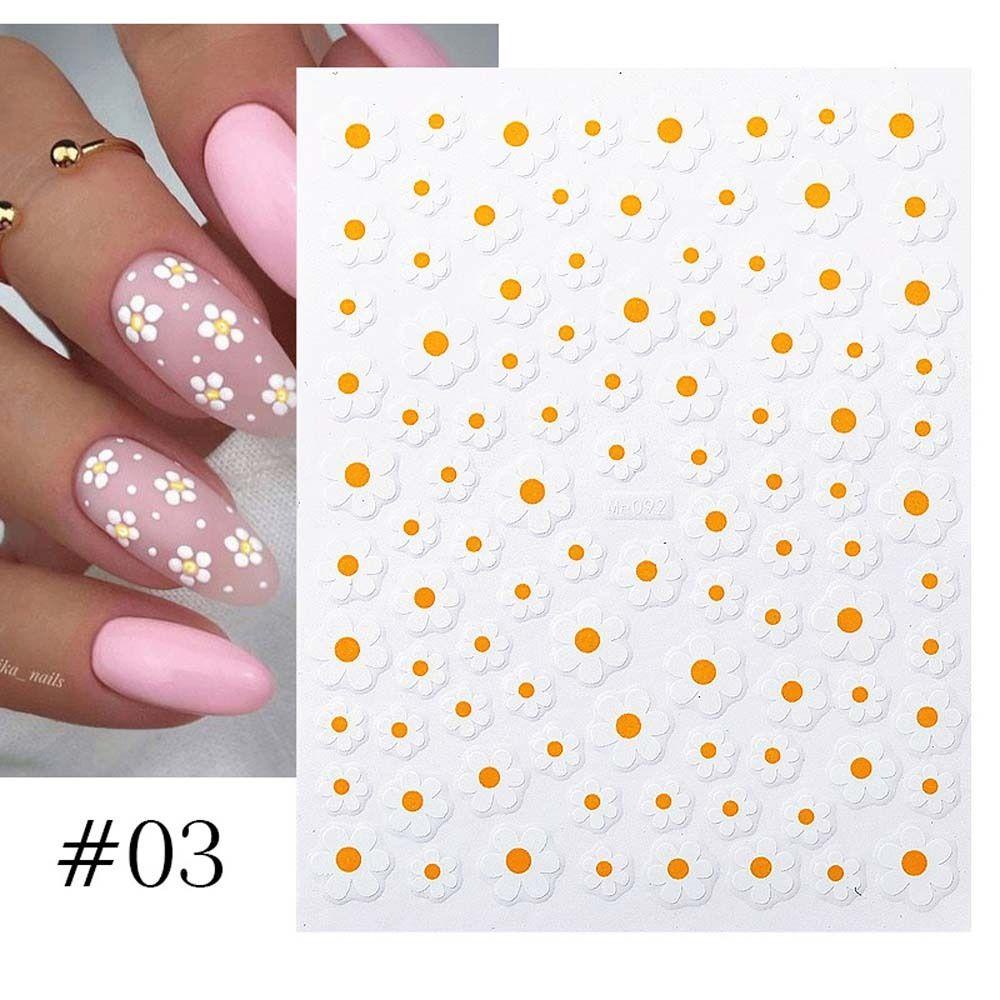 AUGUSTINA Agustina Flowers Stiker Kuku Korea Ins Style Bunga Putih Self Adhesive Nail Decorations