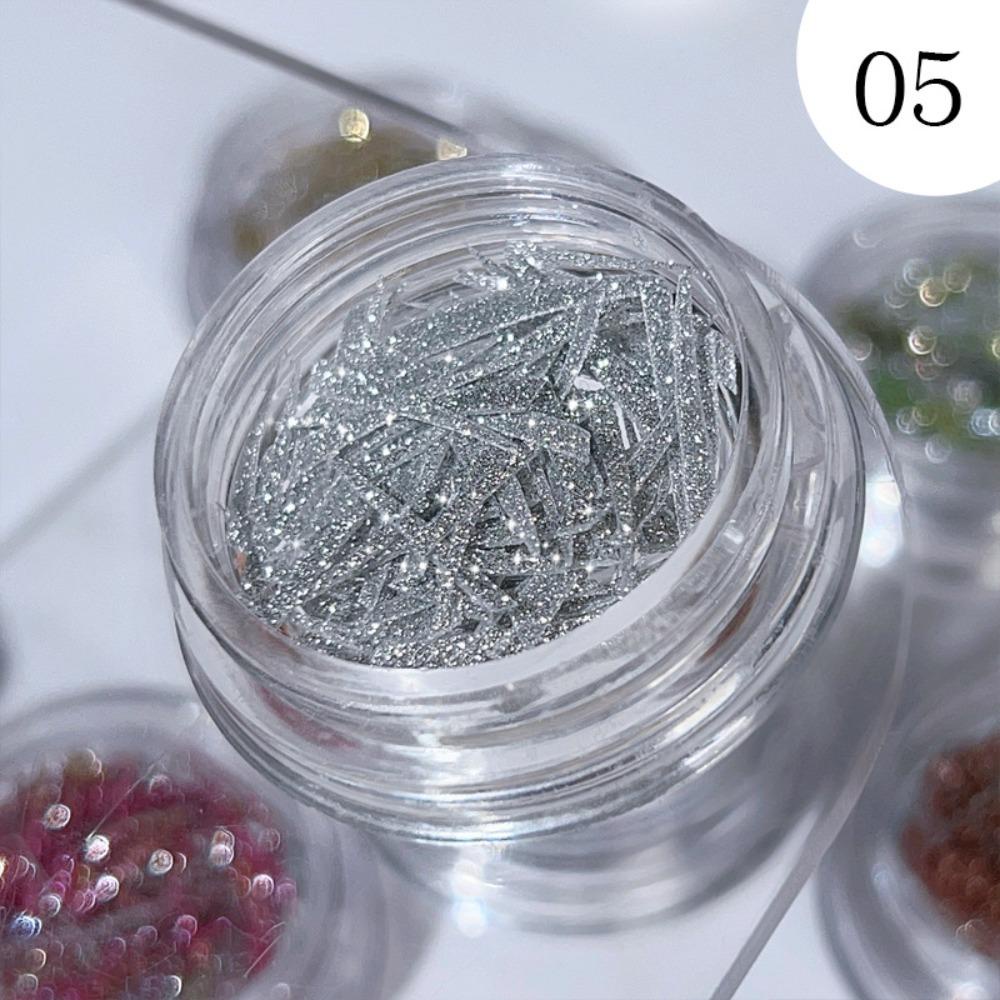 Mxbeauty Kuku Glitter Foil Warna-Warni Fashion Transfer Paper Nail Stiker Manicure Tools Glitter Cellophane Aurora Pecah Foil Kaca