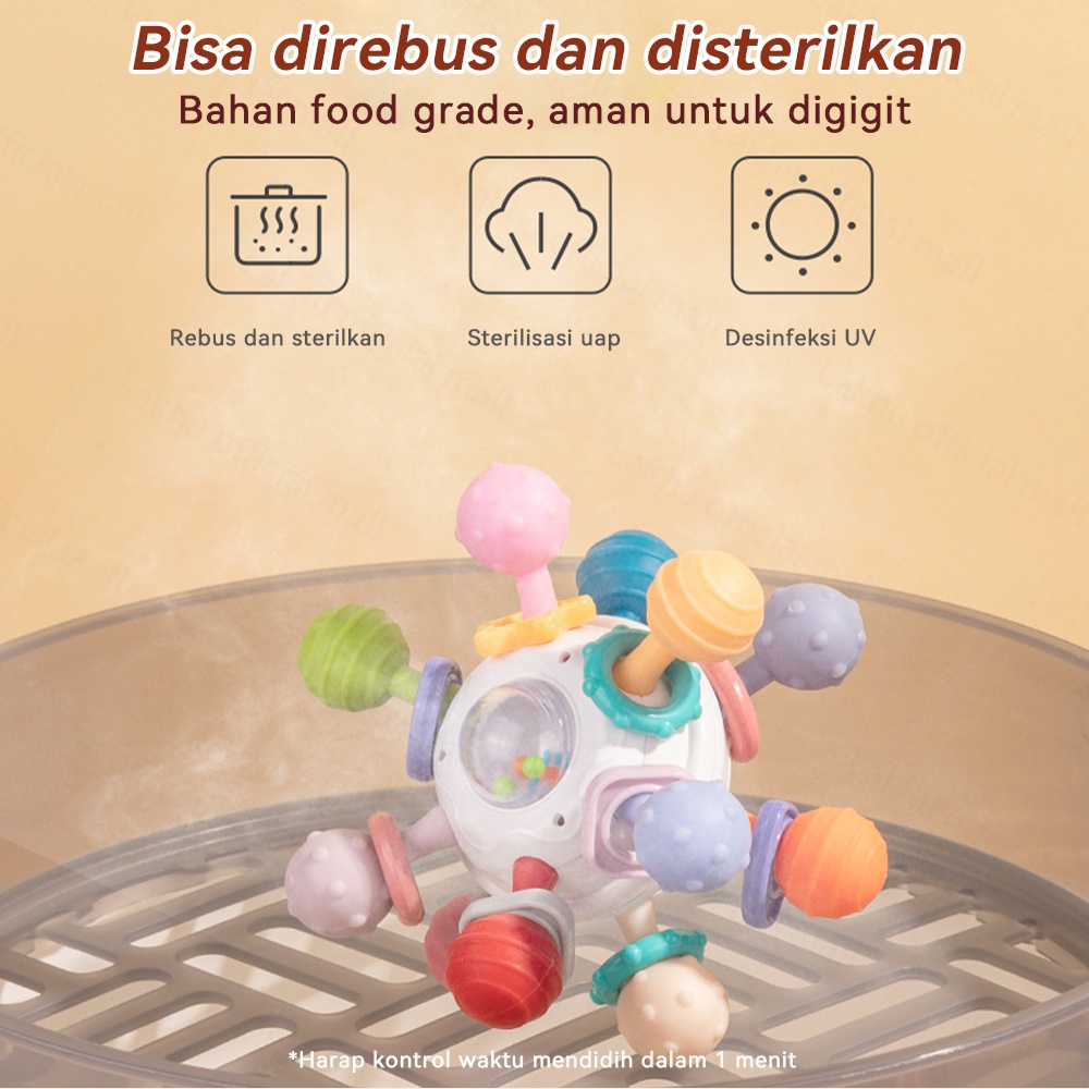 Lakhu Mainan Bayi Anak Manhattan Bola Rattle Gigitan Teether Bayi Karet Lembut Bpa Free