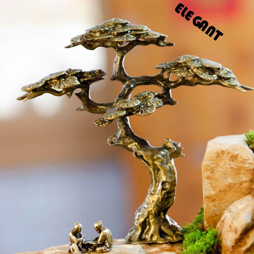 [Elegan] Welcome Pine Statue Mini Tahan Lama Serbaguna Landscape Bonsai Pembukaan Hadiah Kerajinan Tembaga Mudah Bergerak Simulasi Selamat Datang Pinus