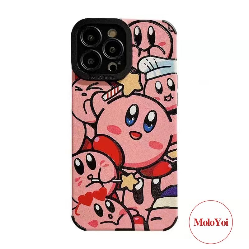 IPHONE Casing Ponsel Tekstur Kulit Mewah Tahan Guncangan Kompatibel Untuk Iphone11 14 12 13 Pro Max8 7 Plus XR XS X MAX 7Plus Kartun Imut Kuromi Kirby Sarung Tpu Silicon Lembut