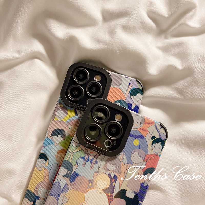 IPHONE Kompatibel Untuk Iphone14 13 12 11 Pro Max X XR Xs Max7 8 6 6s Plus SE 2020 2023 Motif Anak Laki-Laki Dan Perempuan Bercahaya Dalam Gaya Pasangan Crowd Phone Case Back Cover