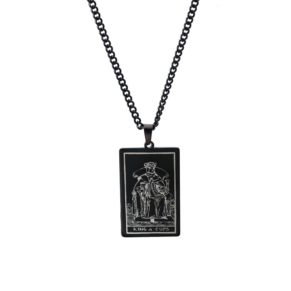 [X C Kalung] Emas &amp; Perak Baru Hip-hop Punk Retro Waite Tarot Suci Grail Raja ​​Kalung titanium Steel Liontin Anti Karat Untuk Pria Dan Wanita Hadiah Liburan Permata