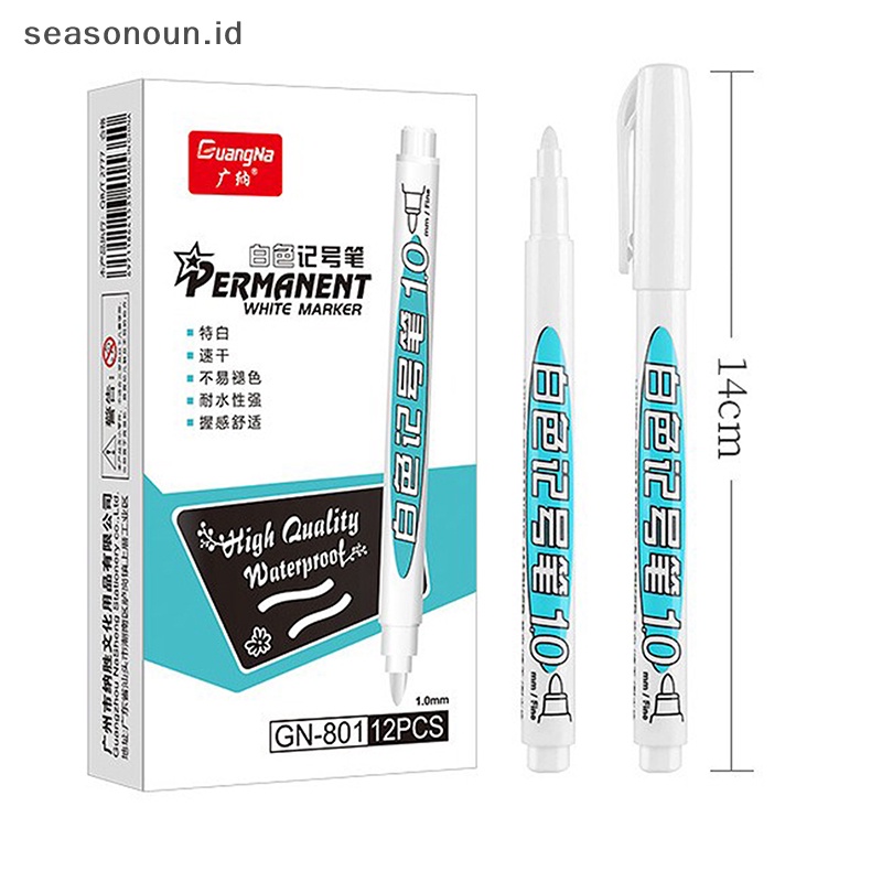 Seasonoun White Marker Pen Pena Graffiti Tahan Air Permanen Gel Pensil Ban Pager.