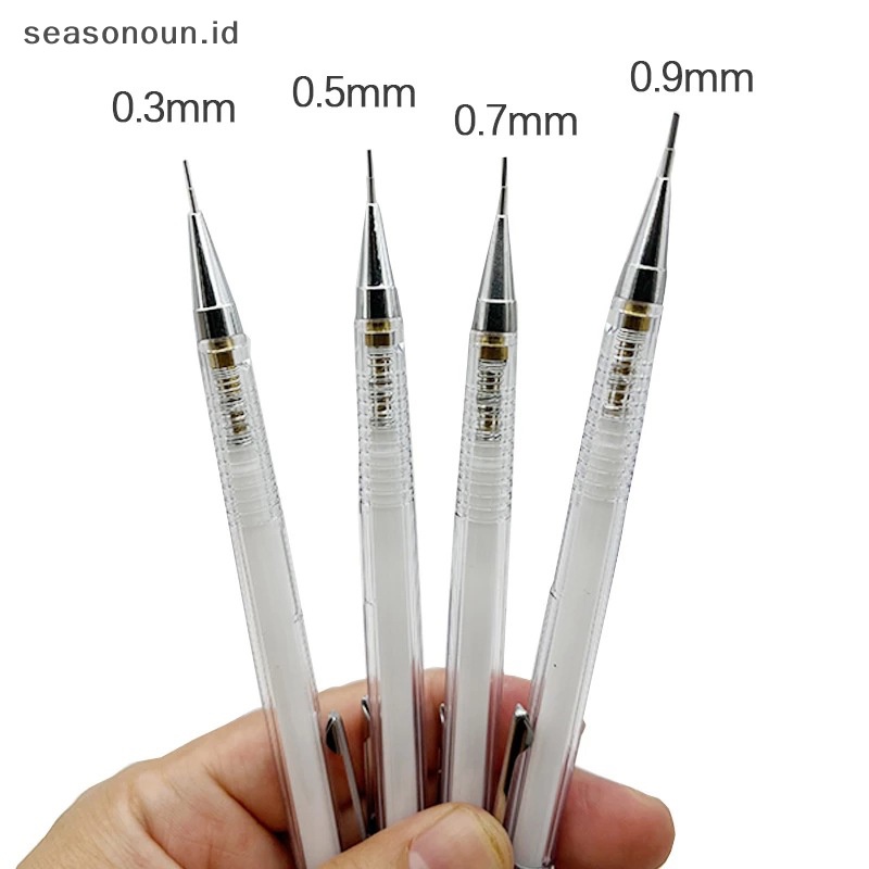 Seasonoun Pensil Mekanik Transparan Sederhana 0.3 0.5 0.7 0.9mm Pensil Otomatis Memimpin Isi Ulang Art Paing Wrig Perlengkapan Alat Tulis.