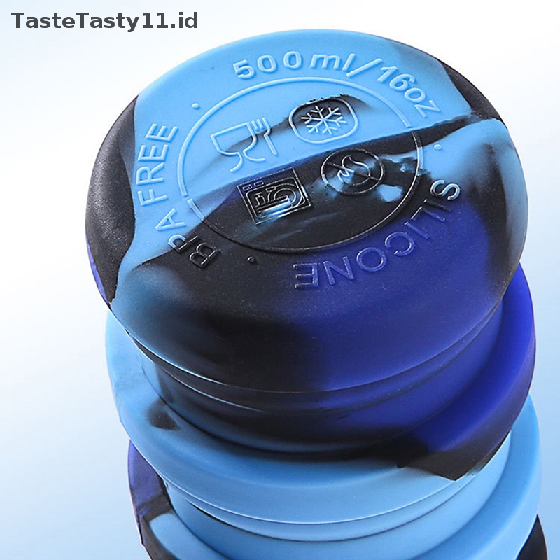 Tastetasty 500 ml Kebugaran Olahraga Botol Air Silikon Dilipat Cangkir Minum Perjalanan Luar Ruangan Mendaki Sepeda Botol Kamuflase Ketel Baru.