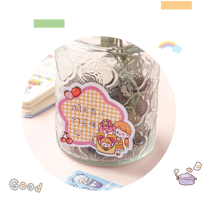 30lembar Kawaii Kartun Berbentuk Kisi Sticky Notes Siswa Portable Tearable Notepad