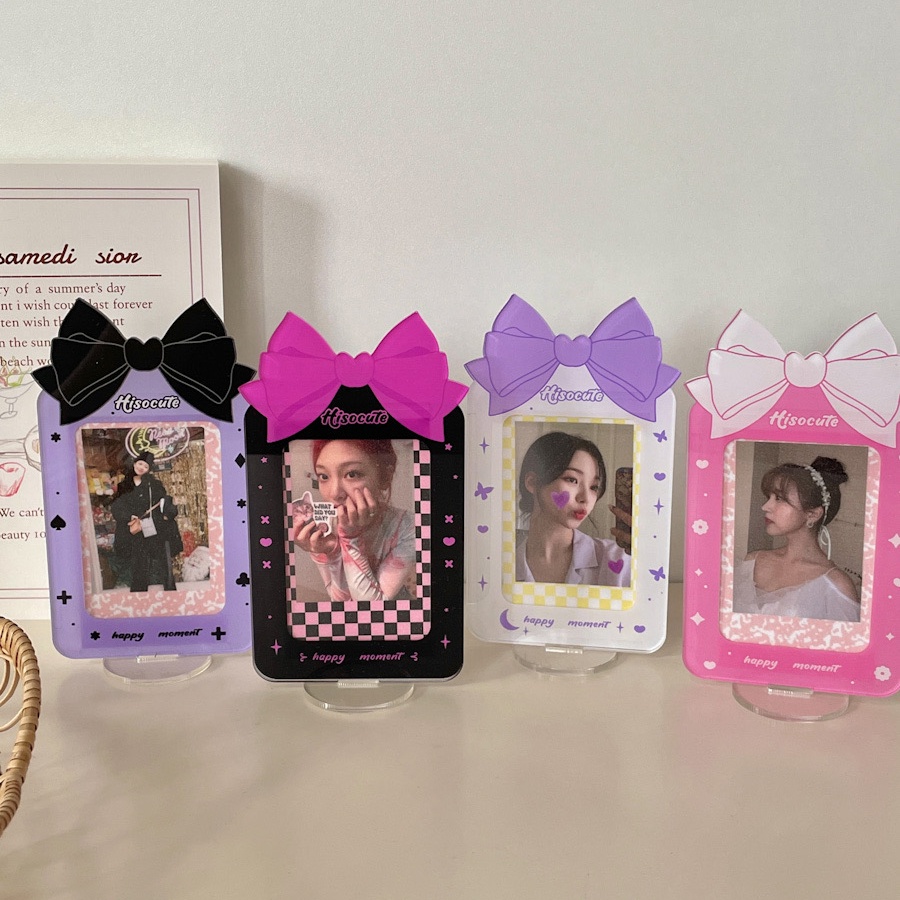 3inch Lucu Blackpink Busur Besar Akrilik Card Holder Untuk KPOP Idol Photocard Pelindung Pemegang Desktop Display Frame Blackpink