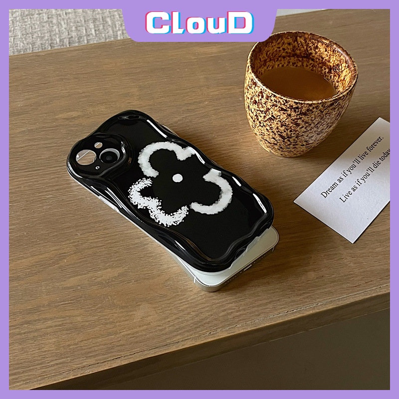 IPHONE Bunga Sederhana Casing Ponsel Tpu Lembut Kompatibel Untuk Iphone7 8 6s 6 Plus XR 11 13 12 14 Pro Max X XS Max SE 2020 3D Wavy Curved Edge Shockproof Airbag Glossy Cover