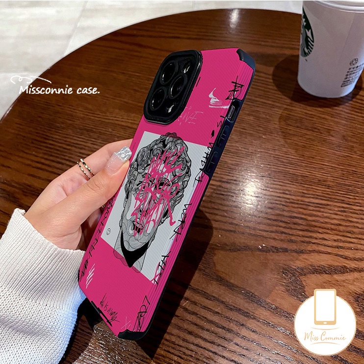 Casing Ponsel Tekstur Kulit Mewah Untuk IPhone 7Plus XR 14 11 13 12 Pro Max X 7 8 Plus XS Max Ins Graffiti Great Art Aesthetic David Shockproof Soft Silicone Cover