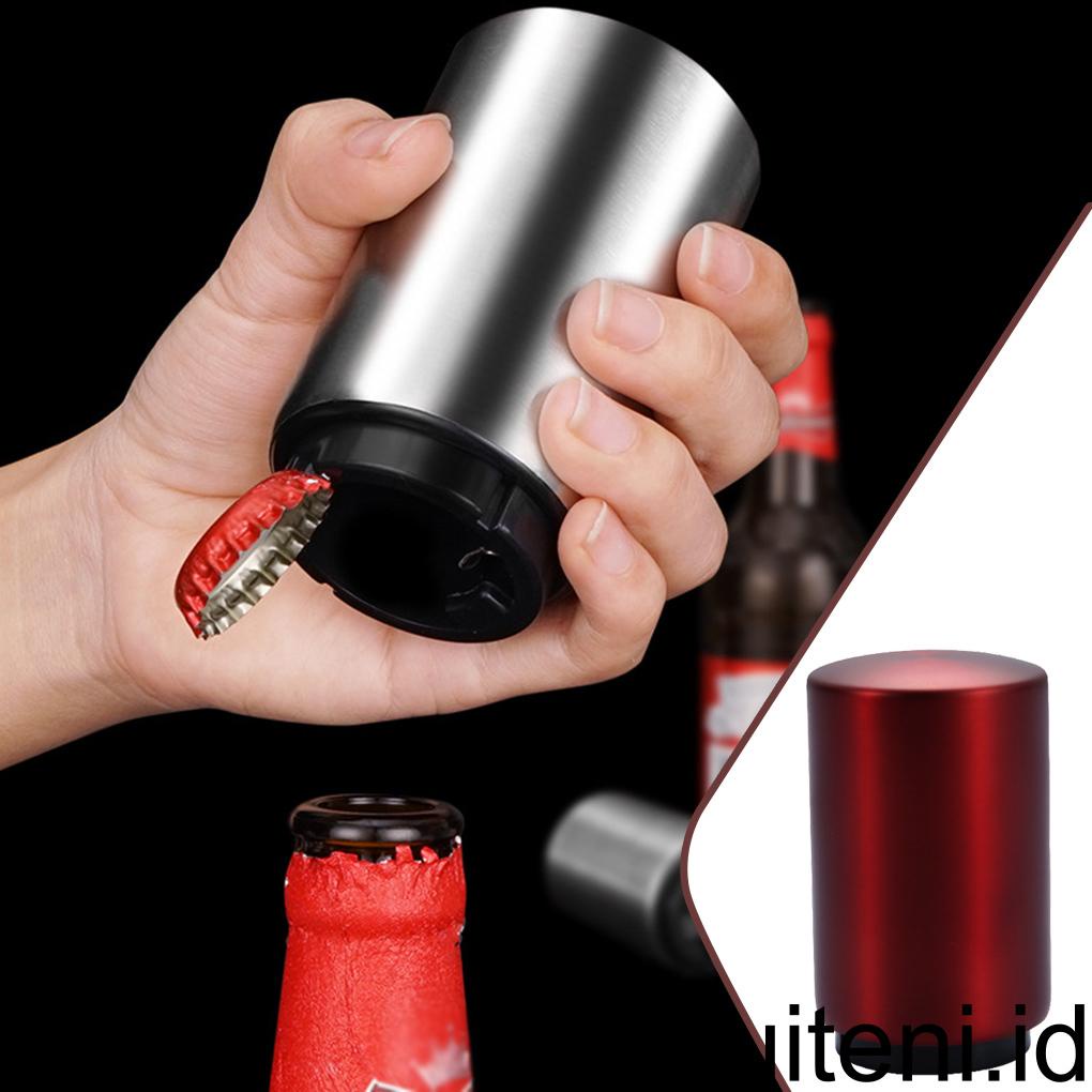 Pembuka Botol Otomatis Stainless Steel Portable Push Down Cap Rumah Tangga Pembukaan Gadget Perlengkapan Piknik Hiking Barbekyu