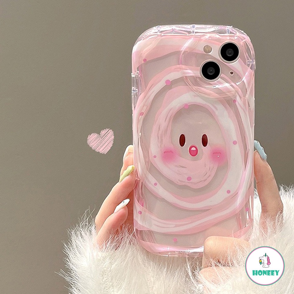 Ins Pink Swirl Expression Phone Case Untuk iPhone 11 Pro Max13 12 14 Pro Max Shockproof Soft TPU Phone Case Cover