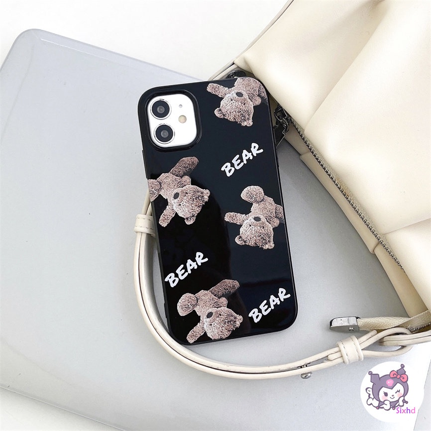 IPHONE Kompatibel Untuk Iphone14 13 12 11 Pro Max SE 2020 X Xr Xs Max8 7 6Plus Hitam Fashion Mainan Beruang Silikon Premium Casing Ponsel Lembut Anti Jatuh Pelindung TPU Cover XJJJJ