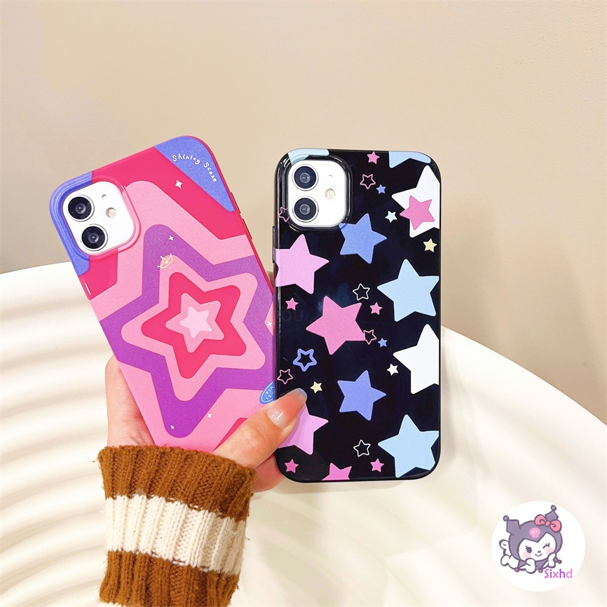 IPHONE Kompatibel Untuk Iphone14 13 12 11 Pro Max SE 2020 X Xr Xs Max8 7 6Plus Gadis Pink Full Layar Bintang Silikon Casing Ponsel Lembut Anti Jatuh Pelindung TPU Cover XJJJJ