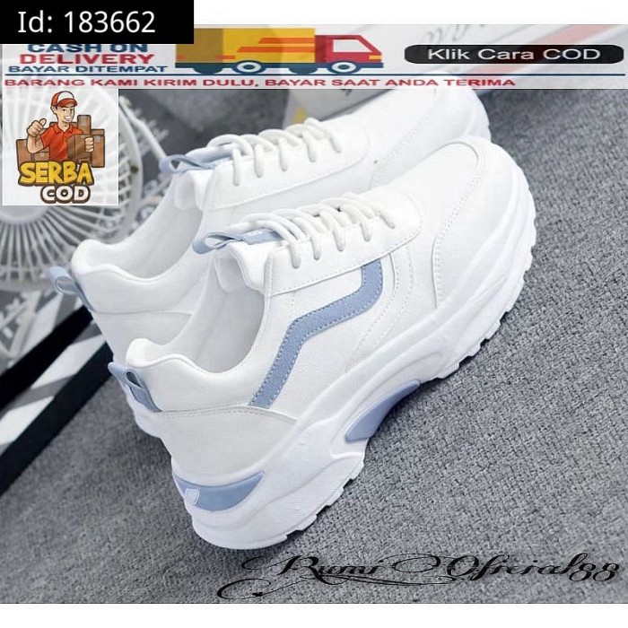 (COD) TMO Sneakers wanita Tks.Fc / sepatu - Putih Biru, 37