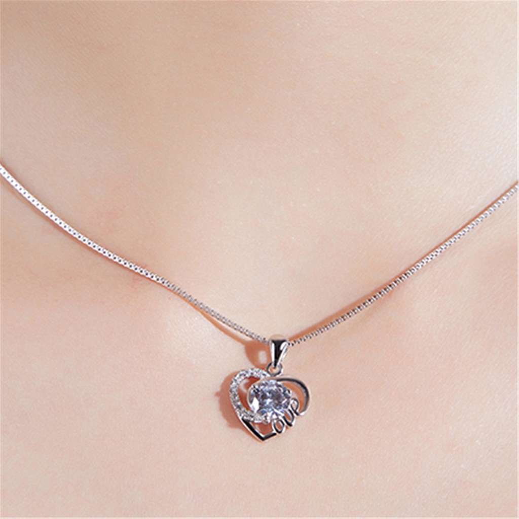 Goldkingdom Aksesoris Perhiasan Fashion Ready Stock925 Perak Disepuh Perempuan Berbentuk Hati Liontin Cinta Kalung