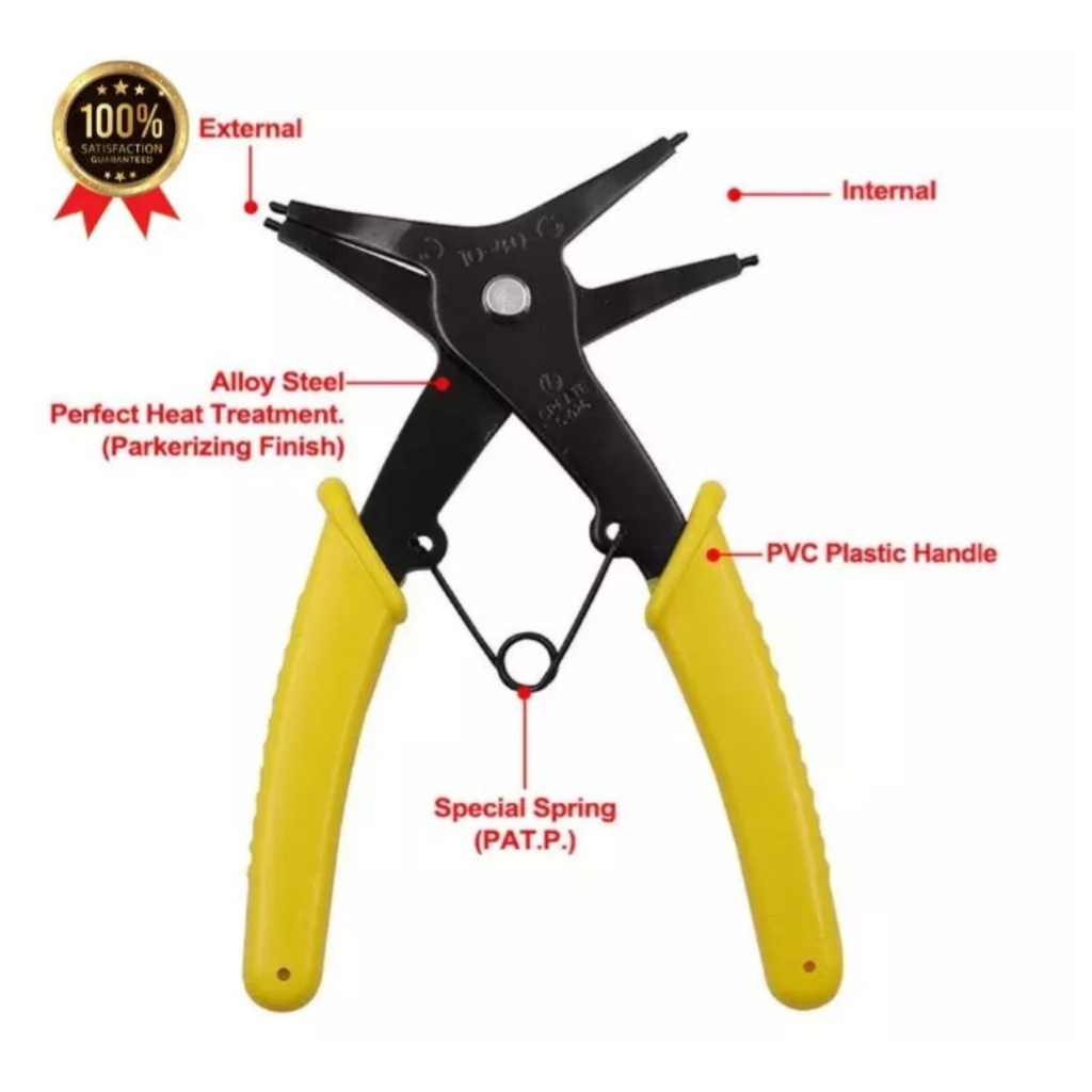 KDK Tang Snap Ring Pliers 4 Way Tang Penjepit Lurus Buka Tutup 2 Fungsi 2 IN 1 Pasang Ring Range 10 - 40mm Circlip