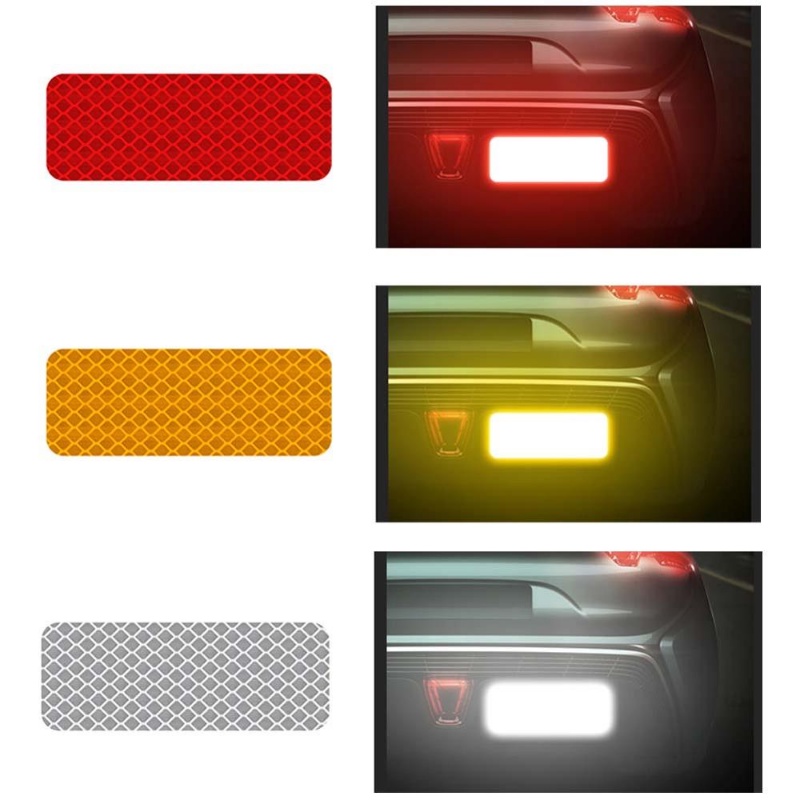 10 Pcs Persegi Panjang Mobil Self Adhesive Stiker Malam Tanda Peringatan Keselamatan Strip Reflektif Tape Bumper Decals Auto Aksesoris