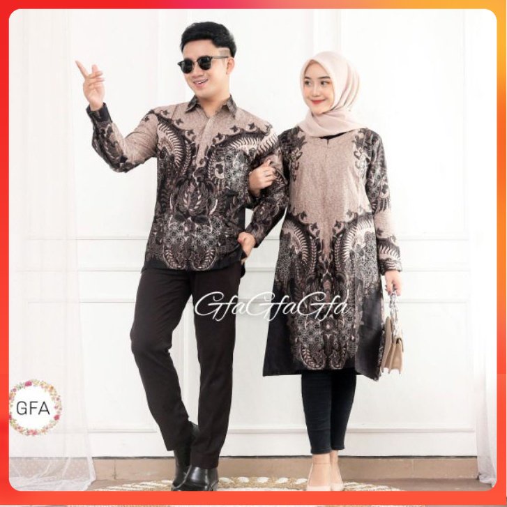 Batik Couple Tunik Baju Batik Couple Modern Premium Kancing Depan Busui M L XL XXL Ready Seragam BN