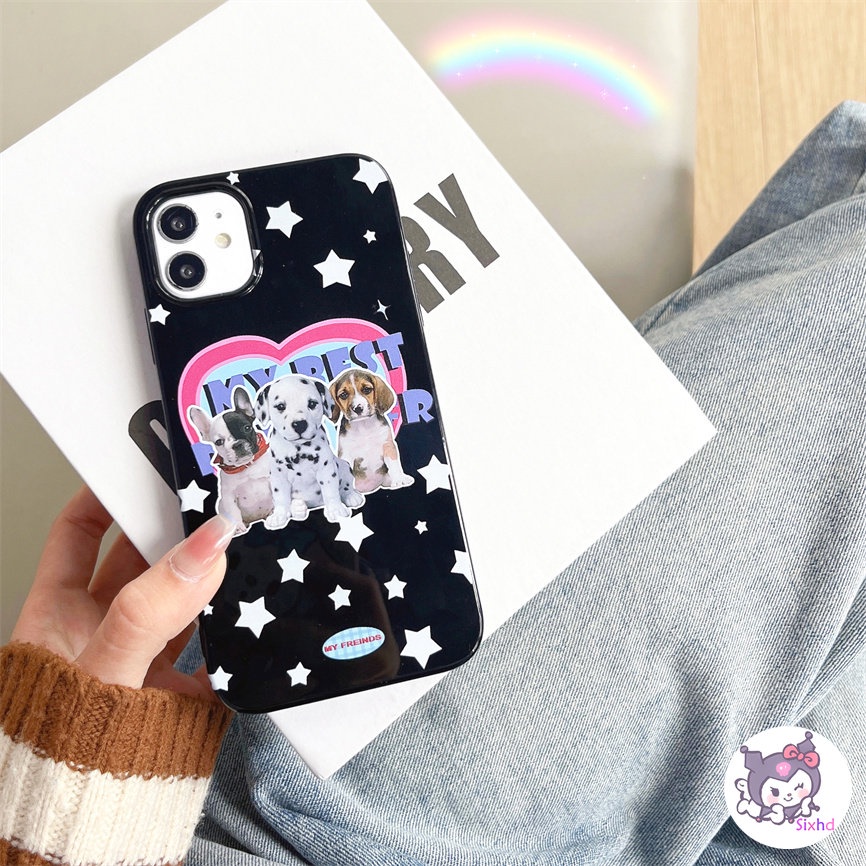 IPHONE Kompatibel Untuk Iphone14 13 12 11 Pro Max SE 2020 X Xr Xs Max8 7 6Plus Hitam Cinta Fashion Anjing Silikon Ponsel Case Lembut Anti Jatuh Pelindung TPU Cover XJJJJ
